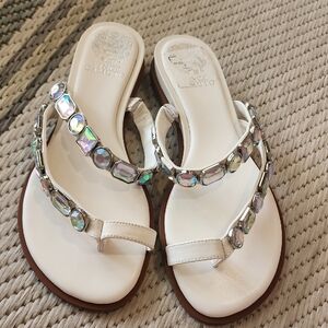 Steve Madden White Bejeweled Sandals
